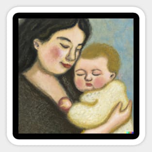 A mother and her baby Sticker